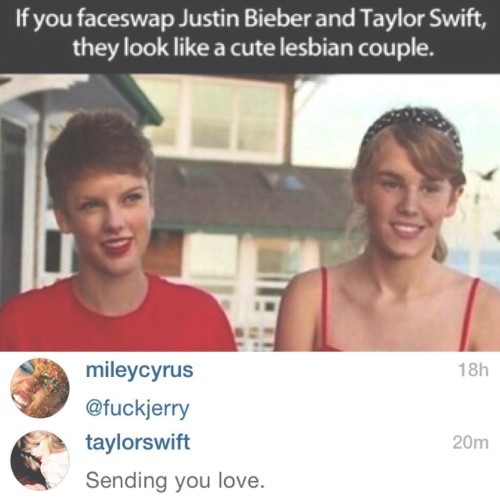 I live for Taylor's sassy comments.... She commented this on Miley's pic