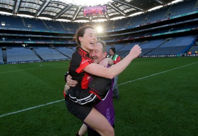 Mary Leacy celebrates after the game