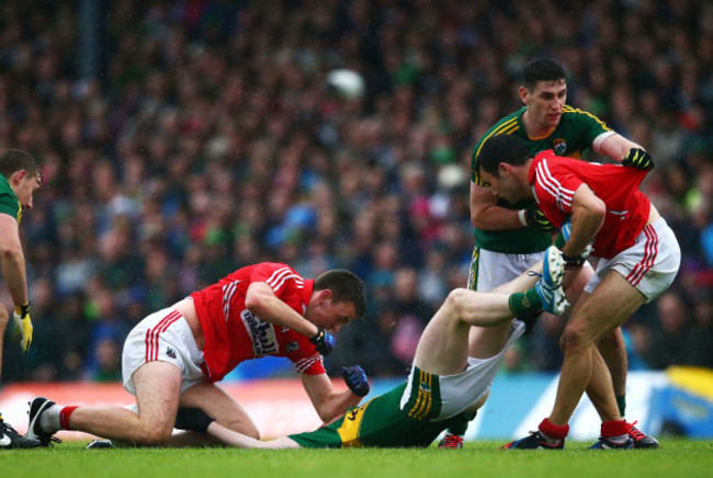 Colm Cooper and Paul Geaney with James Loughrey and Stephen Cronin