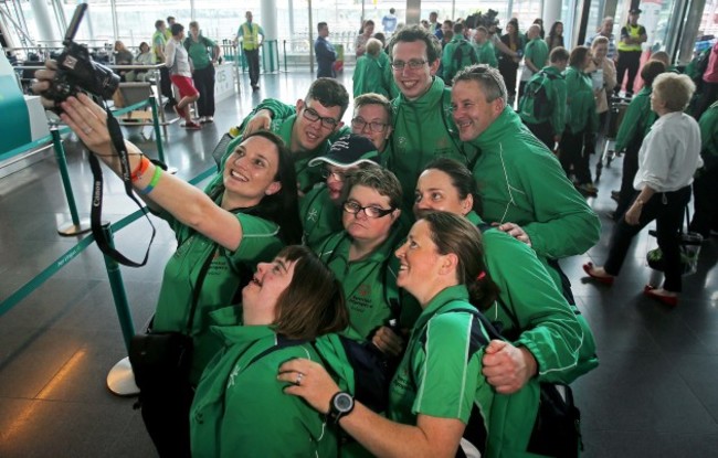 Team Ireland athletes and coaches pose for a selfie