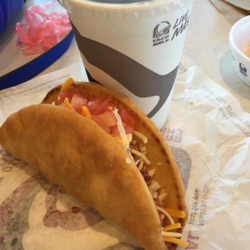 It's been a few days. This was lunch today. Or technically yesterday. #baconclubchalupa #tacobell #noragrets