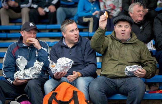 Vincent Glynn, Joe and Gerard Fitzgerald enjoy their sandwiches