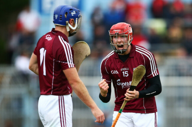 Cathal Mannion celebrates winning a free