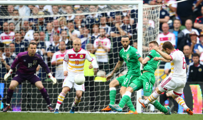 Shaun Maloney scores a goal after it was deflected in off Steven Fletcher