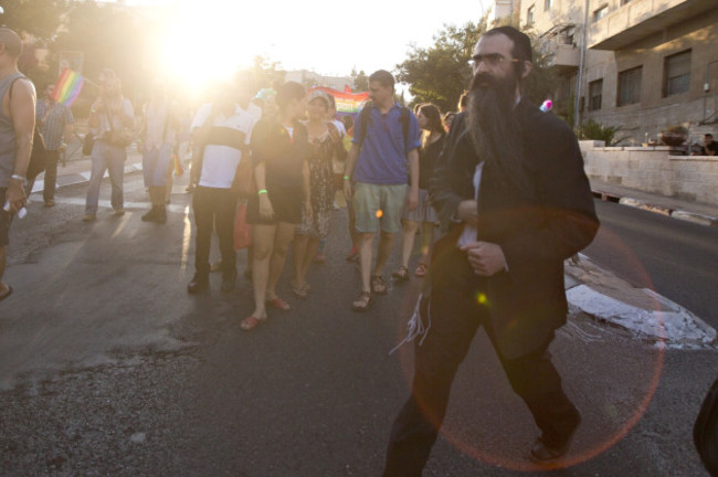 Mideast Israel Gay Parade Attacking