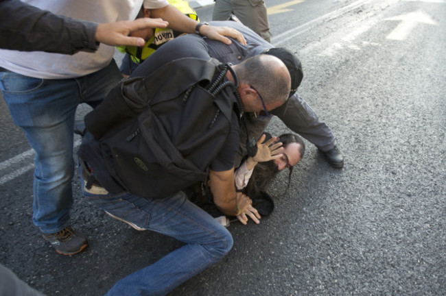 Mideast Israel Gay Parade Attacking