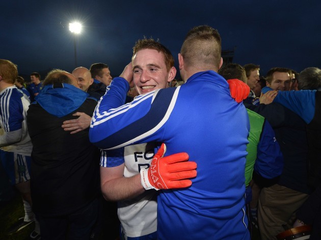 Aaron Devlin celebrates after the game