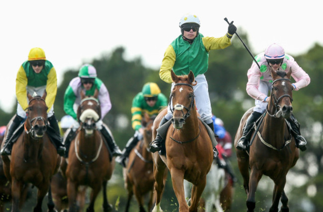 Denis O'Regan celebrates on board Quick Jack