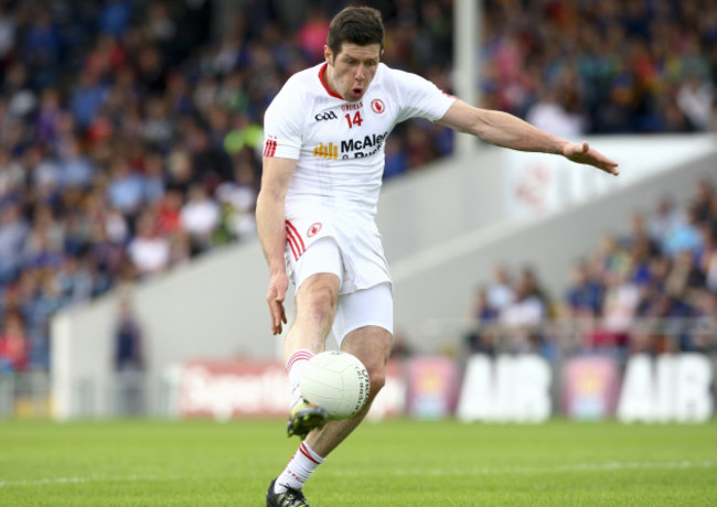 Sean Cavanagh shoots at goal