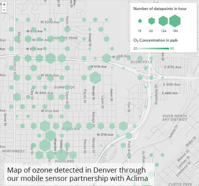 map of Denver produced by Aclima