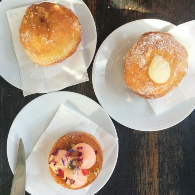 ||Dessert time|| A closer look at the salted caramel and the vanilla and ricotta Tella balls, as well as the lychee and rose friand from @foodcraftespresso