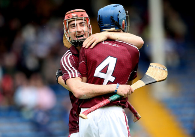 Jack Grealish and Kieran O'Connor celebrate at the final whistle