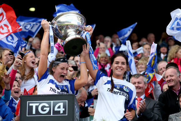 Donna English and Roisin O'Keeffe lift the trophy