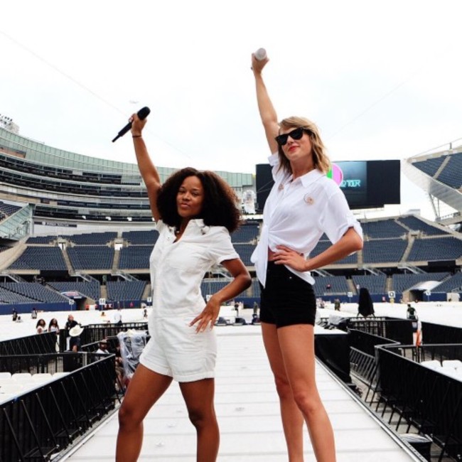 Before @serayah slayed it on stage singing 'Style' with me at Soldier Field in Chicago....