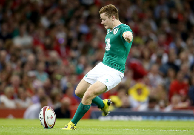 Paddy Jackson kicks at goal