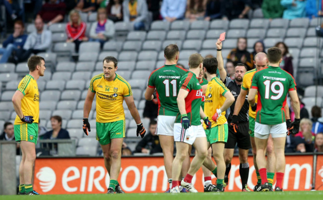 Kevin Keane red carded by referee David Gough