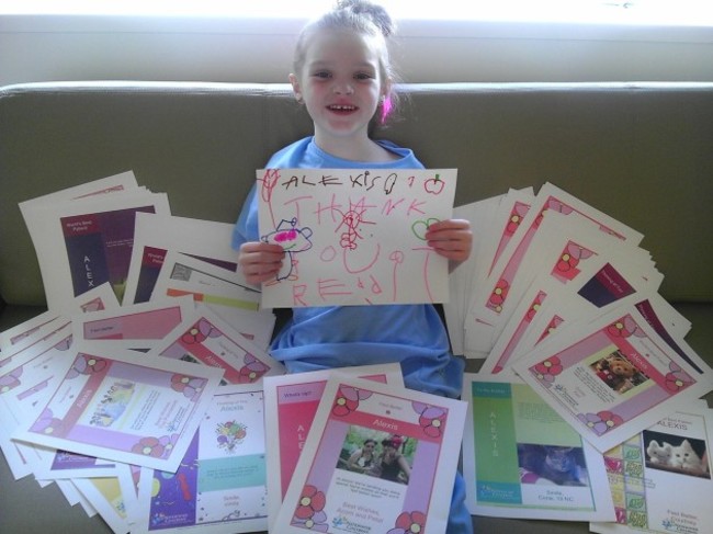 Alexis received 136 cards from Redditors wishing her well today! She just wanted to say thanks!