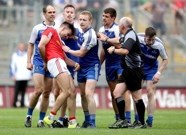 Tiernan McCann surrounded by Monaghan players