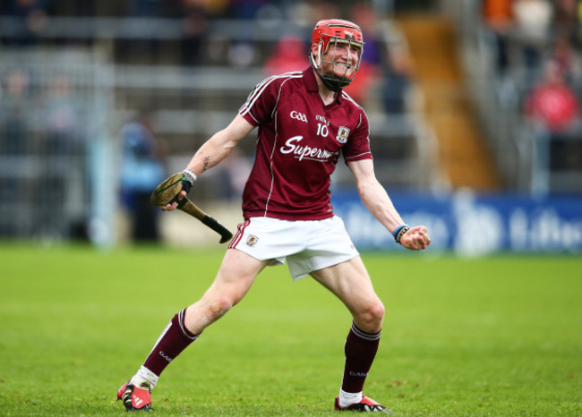 Conor Whelan celebrates scoring a late point