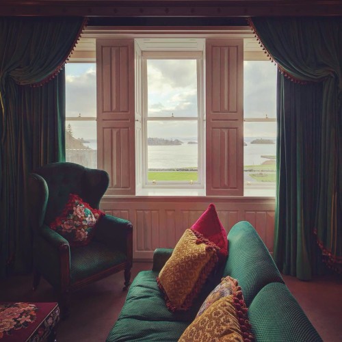 Greenery inside and out! Our beautifully designed suites perfect for a relaxing, stress-free vacation. #ashfordcastle #ashfordestate #green #suite #loughcorrib #fivestar #interior #sofa #luxury #luxurytravel #mayo #galway #RCHexperiences #RCH #LeadingHotel #LHW