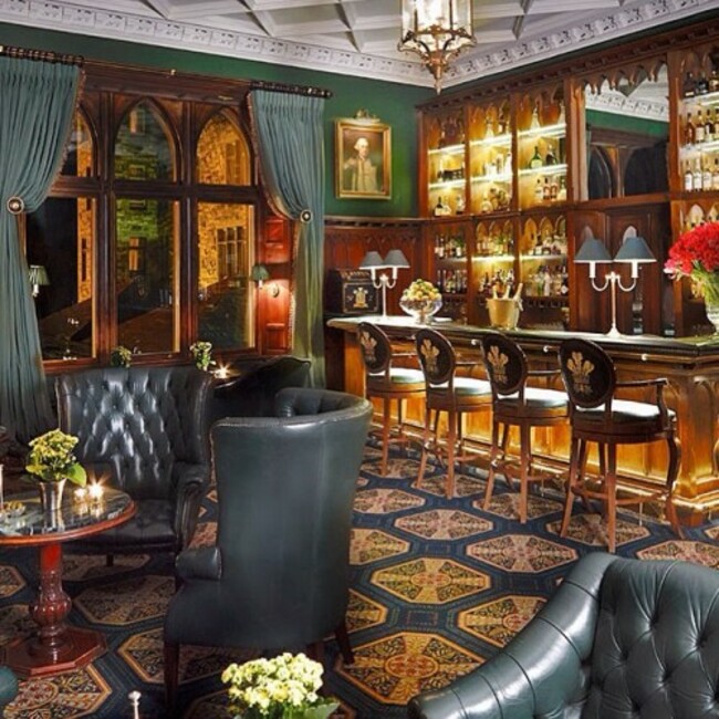 The Prince of Wales Bar, some might say the best room in the castle! We can't wait to reopen the doors and the cocktail menu. #bar #cocktails #cocktailbar #mayo #castle #drinks #finedining #interior #green #whiskey #wine #lounge #fivestar #luxuryhotel #leadinghotel #ireland #discoverireland #visitireland