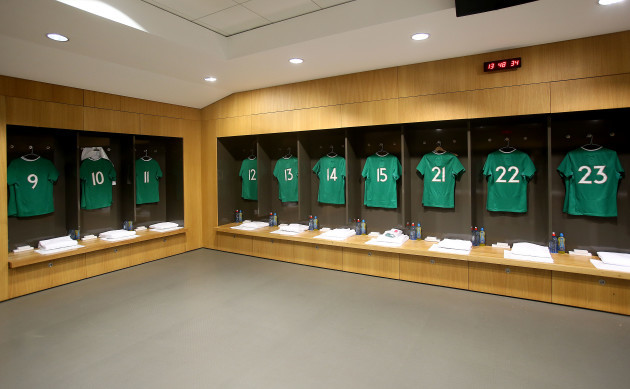 A view of the Ireland changing room before the game