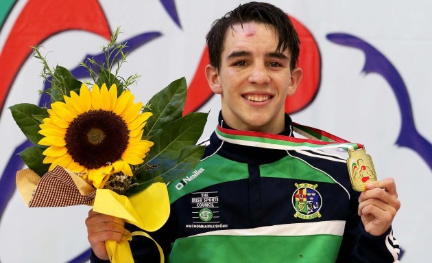 Michael Conlan celebrates winning a gold medal