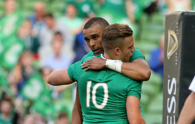 Simon Zebo and Ian Madigan celebrate