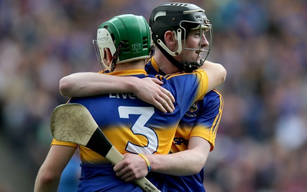 Emmet Moloney and Kevin Hassett celebrate at the end of the game