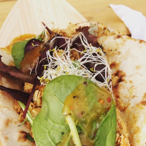Being taken straight back to EP 2013 with this spicy chicken and mango naan bread glory! #memories #biggrill2015 #food