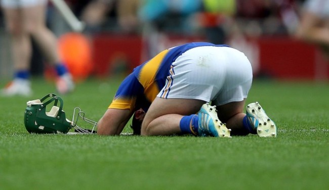 Cathal Barrett dejected at the final whistle