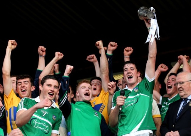 Barry O'Connell lifts the trophy