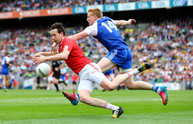 Kieran Hughes tackles Colm Cavanagh