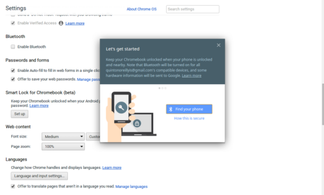 Chromebook smart unlock