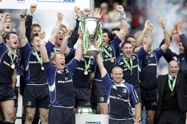 Leinster's Leo Cullen lifts the Heineken Cup Trophy