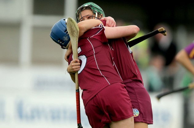 Molly Dunne and Ailish O'Reilly celebrate at the final whistle