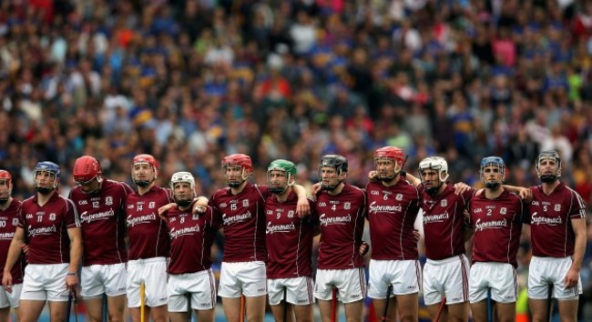 The Galway team stand for The National Anthem