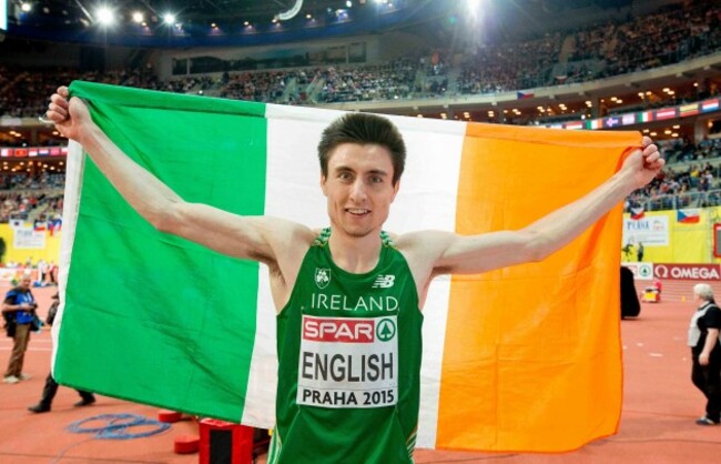 Mark English celebrates winning a silver medal