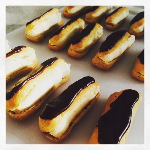 Early morning Eclair making #mypetitekitchen #eclairs #catering
