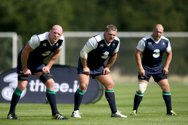 Paul O'Connell, Nathan White and Richardt Strauss