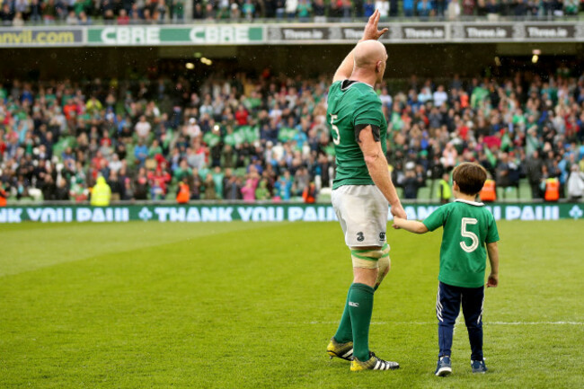 Paul O'Connell with his son Paddy after the game