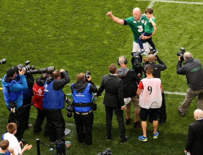 Paul O'Connell with his son Paddy after the game