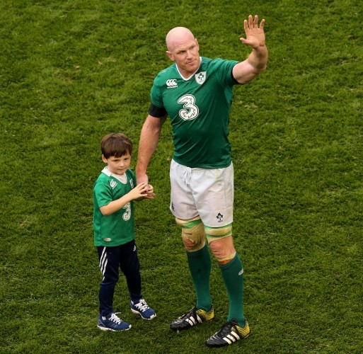 Paul O'Connell with his son Paddy after the game