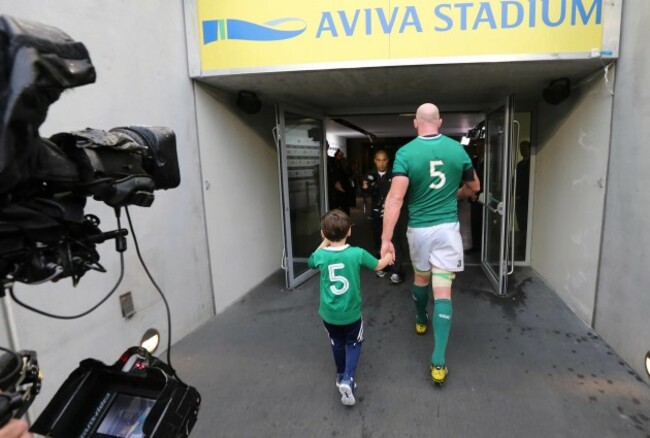 Paul O'Connell with his son Paddy after the game