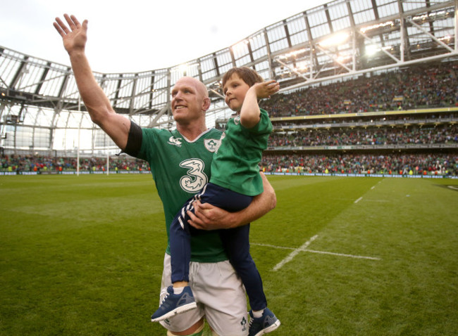Paul O'Connell with his son Paddy after the game