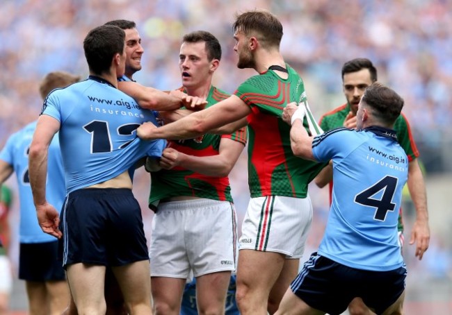 Diarmuid Connolly, James McCarthy and Philly McMahon clash with Aidan OÕShea