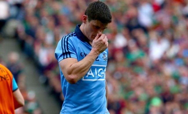 Diarmuid Connolly leaves the field after being sent off