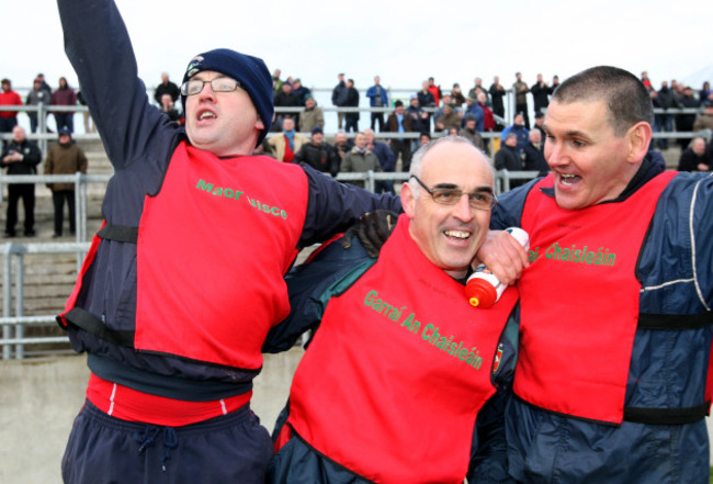 Anthony Cunningham celebrates with Aidan Dunning and Richie Murray