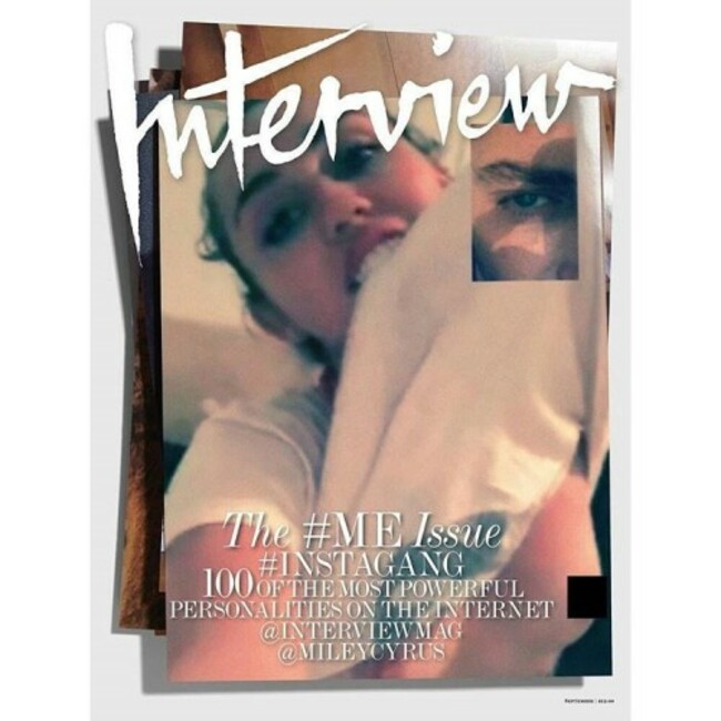 @mileycyrus facetimes with @mertalas for one of our eight September covers #InterviewGang @fabienbaron