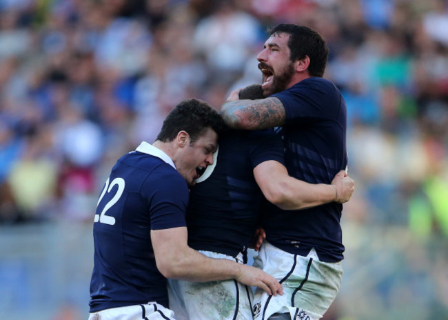 Duncan Weir celebrates kicking a drop goal